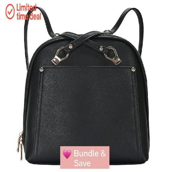 Convertible Vegan Leather Backpack Purse 10.5x4x11.5in Daypack Style